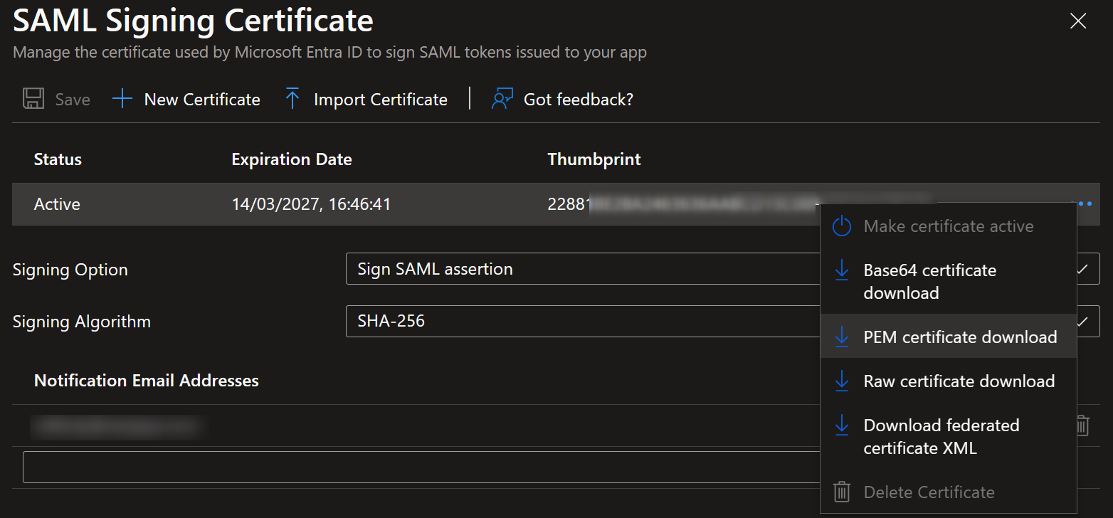 Download PEM Certificate