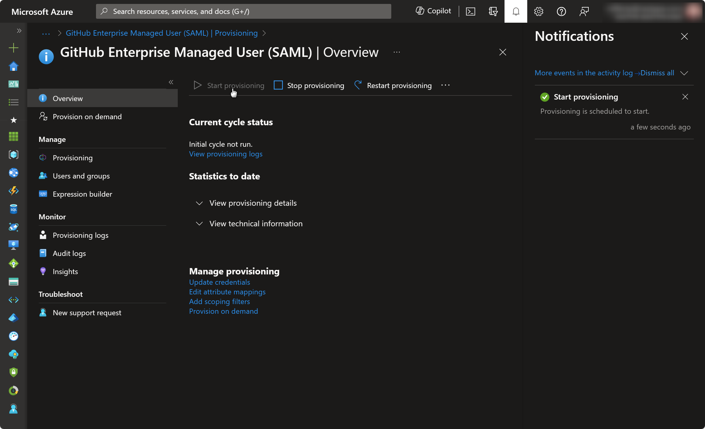Start Provisioning
