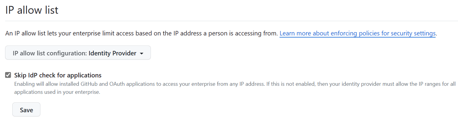 GHEC IdP Allow List