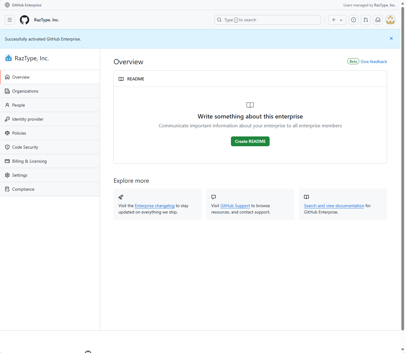 GHEC Activated (screenshot)