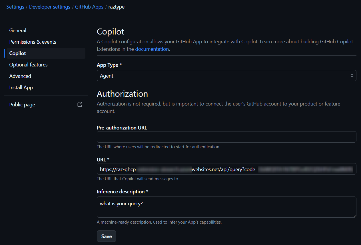 GitHub Copilot Extension Configuration